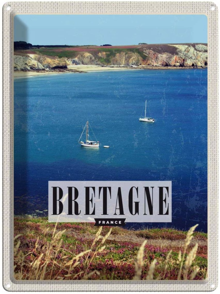 [LA-136504] Blechschild 40x30 cm Bretagne FrancePoster Bildmotiv Reisemotiv Abenteuer Reisen Europa Urlaub