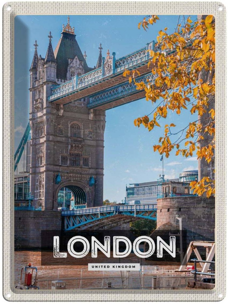 [LA-136509] Blechschild 40x30 cm London UK Architektur Bildmotiv Reisemotiv Abenteuer Reisen England Urlaub Häuser