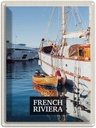 Blechschild 40x30 cm French Riviera Urlaubsort Retro Bildmotiv Reisemotiv Abenteuer Reisen Europa Urlaub
