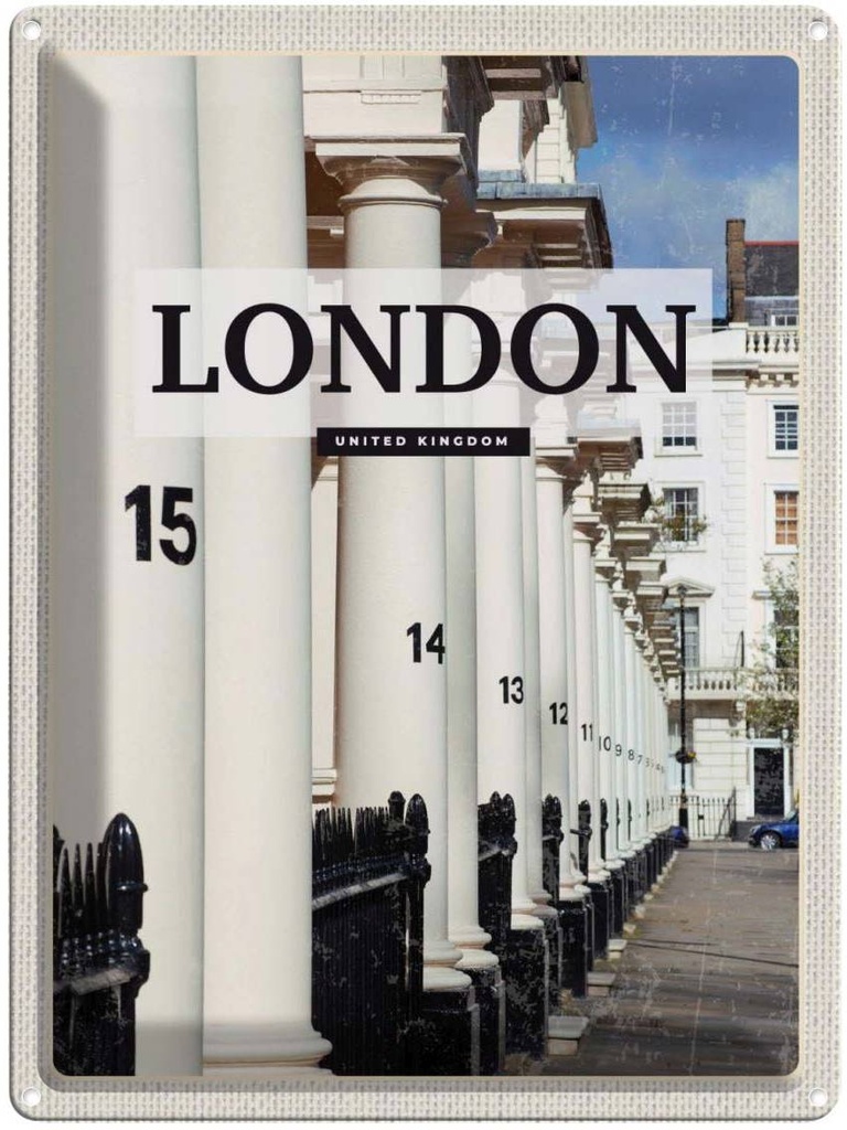 [LA-136521] Blechschild 40x30 cm London United Urlaub Kingdom Stadt Retro Bildmotiv Reisemotiv Abenteuer Reisen England