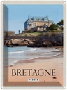 Blechschild 40x30 cm Bretagne France Architektur Bildmotiv Reisemotiv Abenteuer Reisen Straße Stadt Urlaub