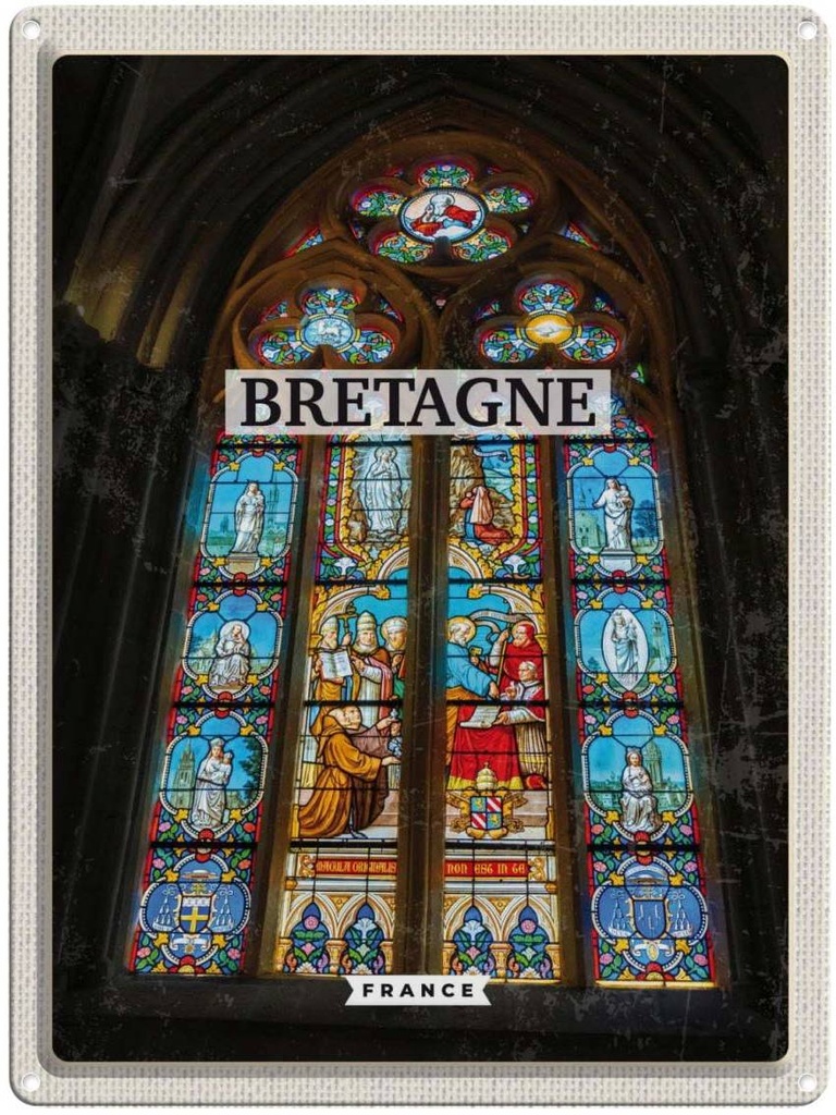 [LA-136539] Blechschild 40x30 cm Bretagne France Kapelle Bildmotiv Reisemotiv Abenteuer Reisen Europa Urlaub