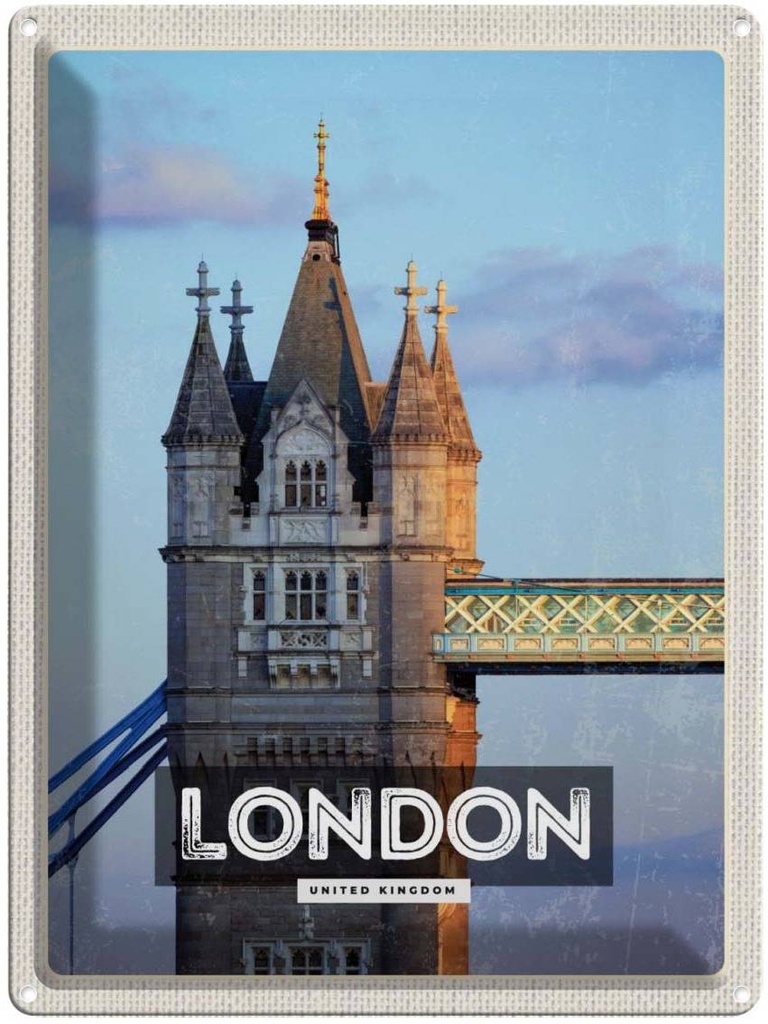 [LA-136545] Blechschild 40x30 cm London UK Architektur Bildmotiv Reisemotiv Abenteuer Reisen England Urlaub Häuser