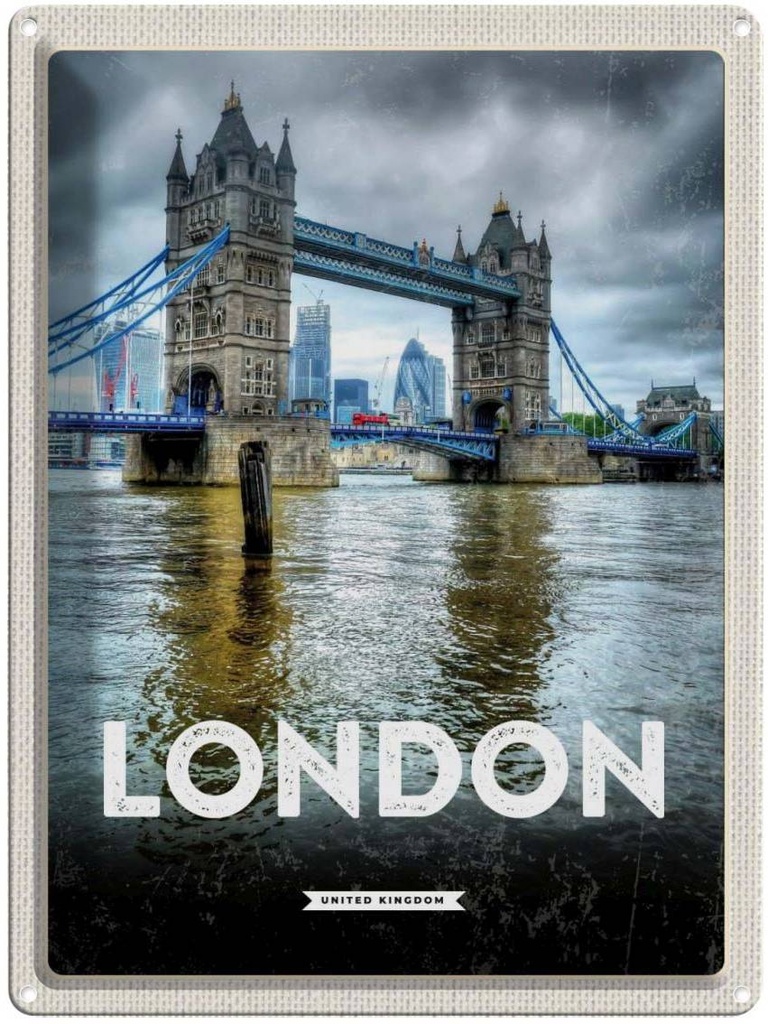 [LA-136575] Blechschild 40x30 cm London EnglandBrücke Bildmotiv Reisemotiv Abenteuer Reisen England Urlaub