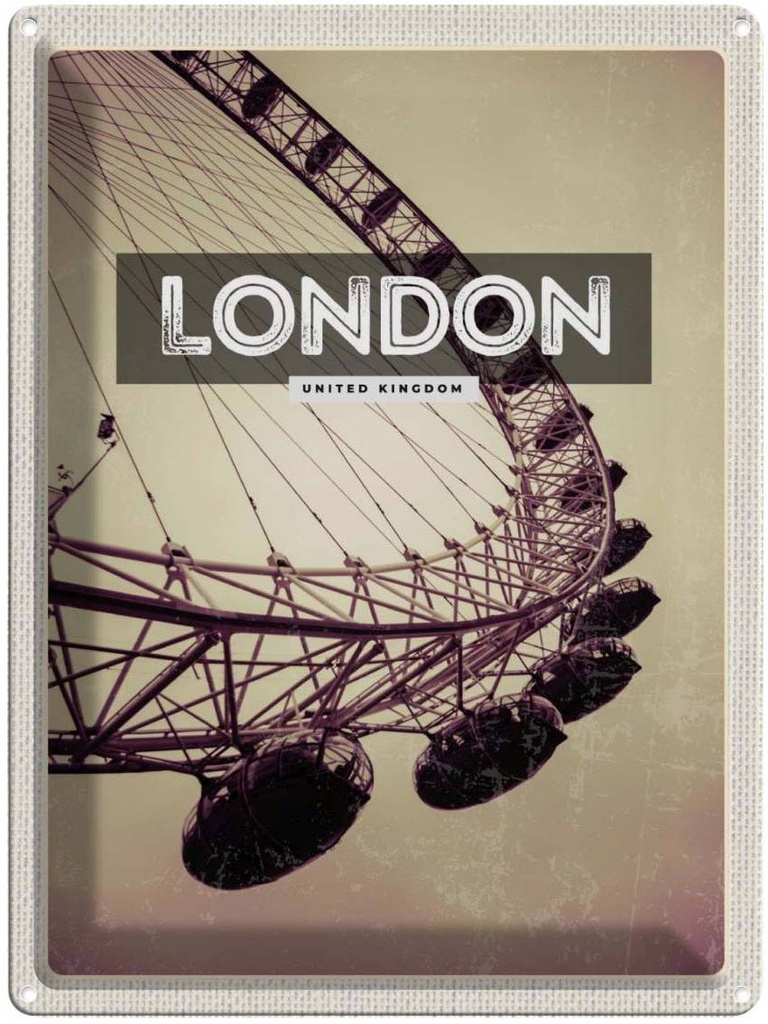 [LA-136580] Blechschild 40x30 cm London England Urlaub Eye Reise Bildmotiv Reisemotiv Abenteuer Reisen