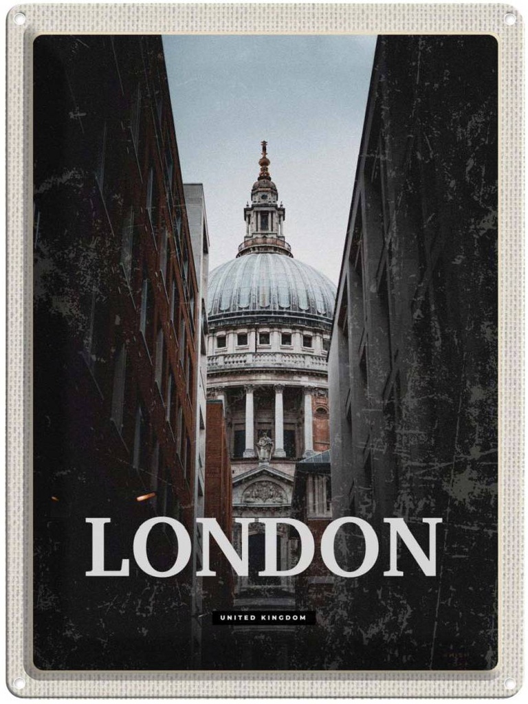 [LA-136598] Blechschild 40x30 cm London UK Ausblick Panorama Bildmotiv Reisemotiv Abenteuer Reisen England Urlaub
