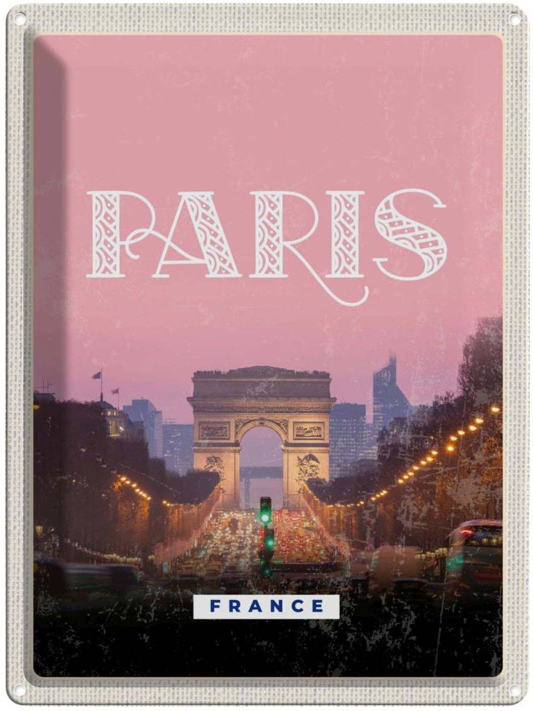 [LA-136604] Blechschild 40x30 cm Paris Frankreich Häuser Architektur Trip Bildmotiv Reisemotiv Abenteuer Reisen Europa Urlaub