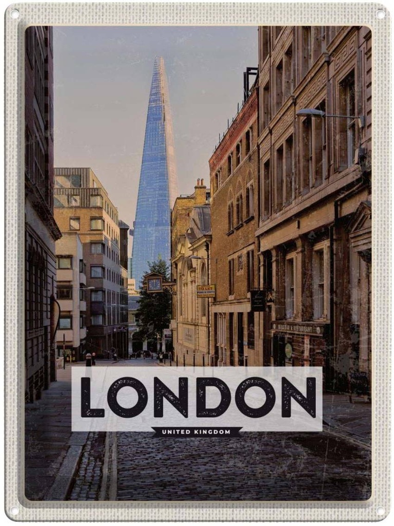 [LA-136616] Blechschild 40x30 cm London UK InnenstadtTrip Bildmotiv Reisemotiv Abenteuer Reisen England Urlaub