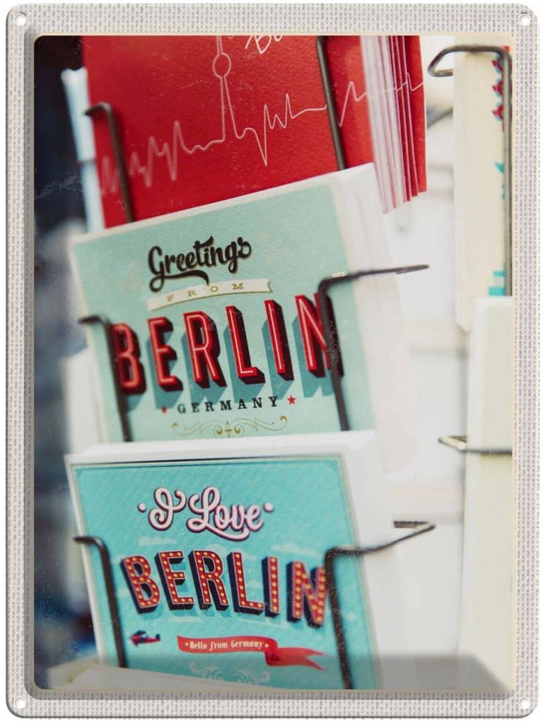 [LA-136702] Blechschild 40x30 cm Berlin Deutschland Postkarte Bildmotiv Reisemotiv Abenteuer Reisen Urlaub
