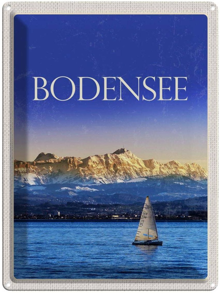 [LA-136718] Blechschild 40x30 cm Bodensee Deutschland Bot See Bildmotiv Reisemotiv Abenteuer Reisen Urlaub