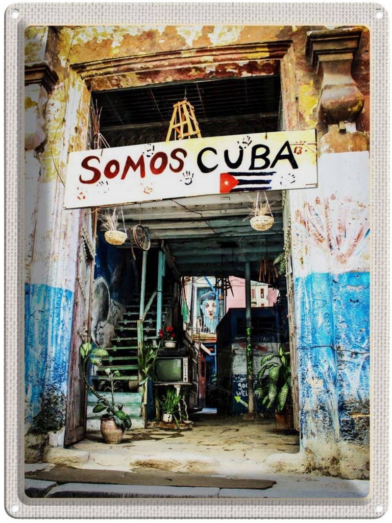 [LA-136726] Blechschild 40x30 cm Cuba Karibik Somos Reise Bildmotiv Reisemotiv Abenteuer Reisen Urlaub