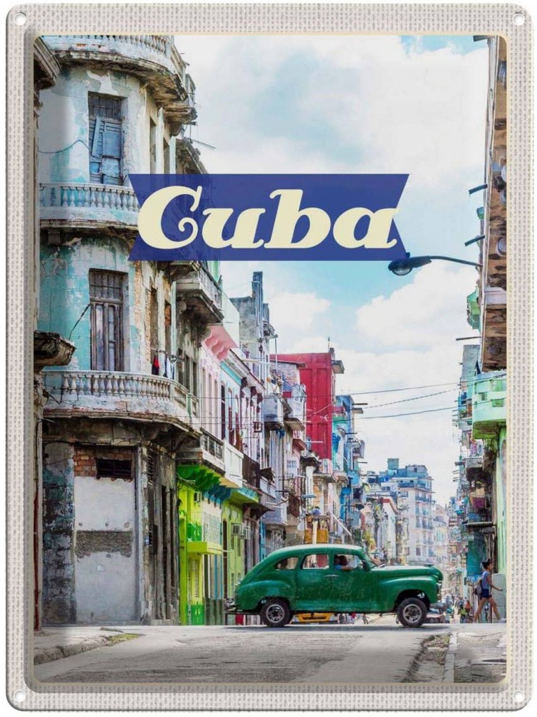 [LA-136735] Blechschild 40x30 cm Cuba Karibik Gemälde Bildmotiv Reisemotiv Abenteuer Reisen Amerika USA Urlaub