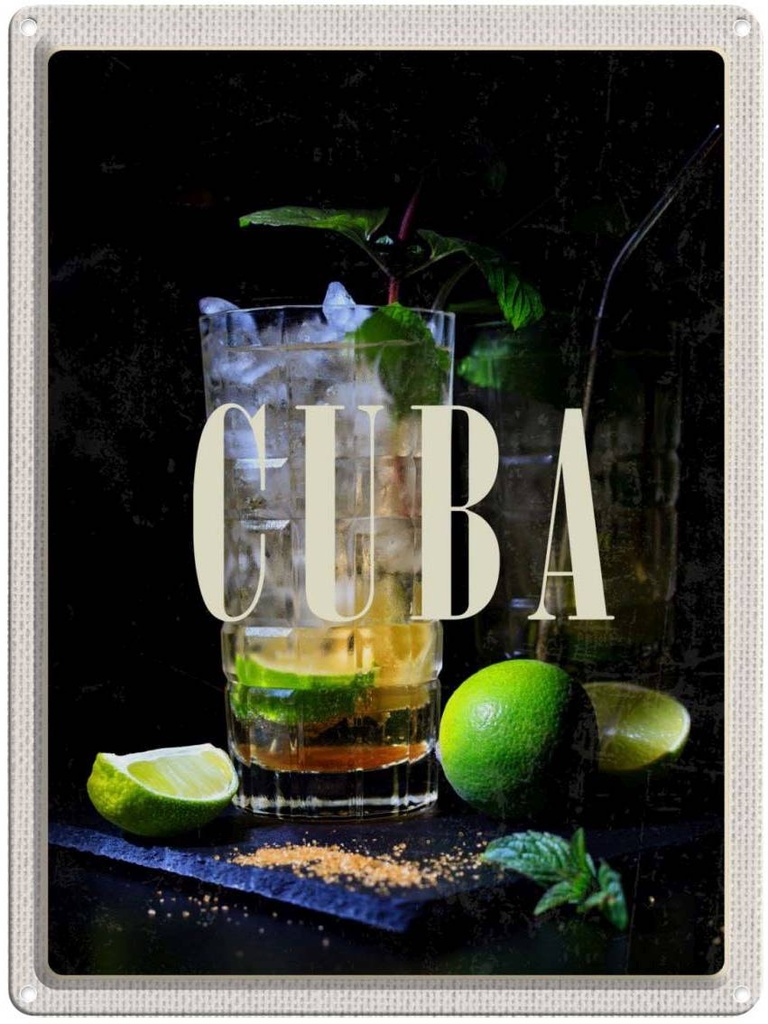 [LA-136745] Blechschild 40x30 cm Cuba Karibik Cocktail Limette Bildmotiv Reisemotiv Abenteuer Reisen England Urlaub