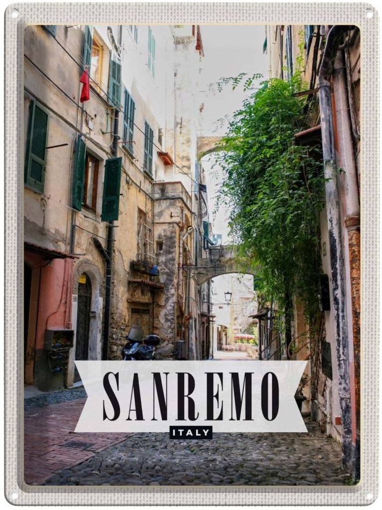[LA-136862] Blechschild 40x30 cm Sanremo Italien Häuser Architektur Ansicht Bildmotiv Reisemotiv Abenteuer Reisen Europa Urlaub
