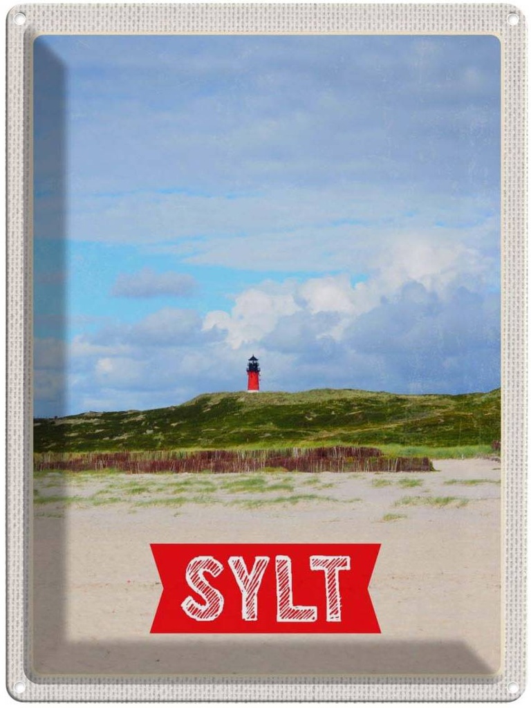 [LA-136931] Blechschild 40x30 cm Sylt Insel Deutschland Leuchtturmm Bildmotiv Reisemotiv Abenteuer Reisen Urlaub