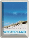 Blechschild 40x30 cm Westerland Gemeine Sylt Strand Gehweg Bildmotiv Reisemotiv Abenteuer Reisen Urlaub