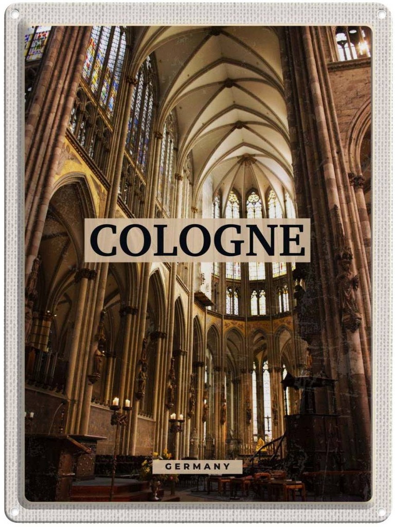 [LA-136996] Blechschild 40x30 cm Köln Deutschland Urlaub Kirche Dom von Innen Bildmotiv Reisemotiv Abenteuer Reisen