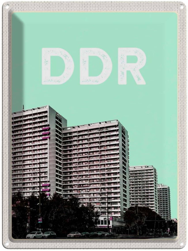 [LA-137002] Blechschild 40x30 cm Deutschland DDR Urlaub Zeit Hochhäuser Krieg Bildmotiv Reisemotiv Abenteuer Reisen