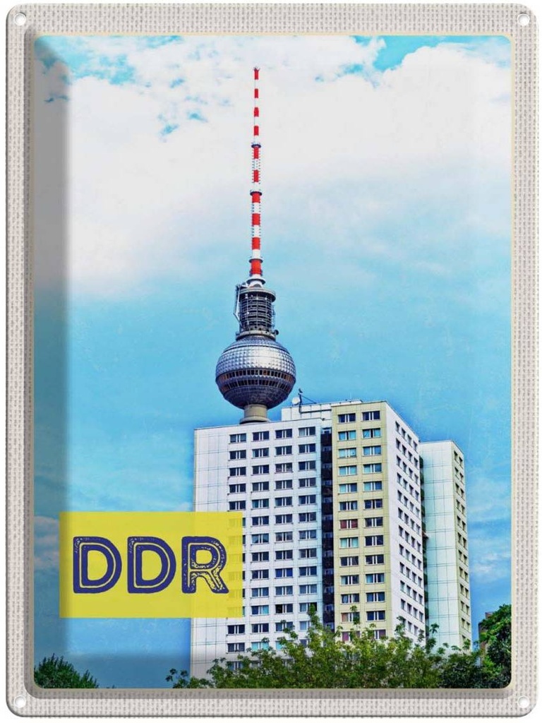 [LA-137004] Blechschild 40x30 cm Berlin Trip Fernsehrturm DDR Bildmotiv Reisemotiv Abenteuer Reisen Deutschland Urlaub