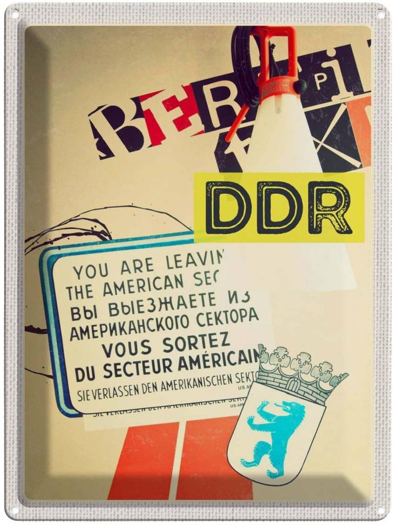 [LA-137008] Blechschild 40x30 cm Berlin DDR Amerikanischen Sektor Armee Amerika USA