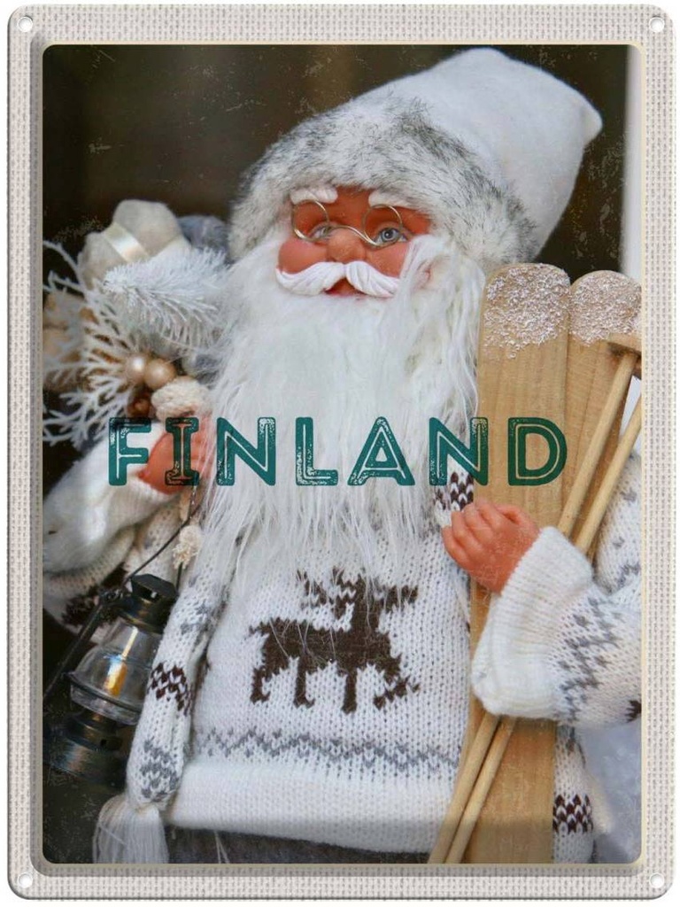[LA-137044] Blechschild 40x30 cm Finnland Weihnachten Ostern Gruß Weihnachtsmann Bildmotiv Reisemotiv Abenteuer Reisen Europa Urlaub