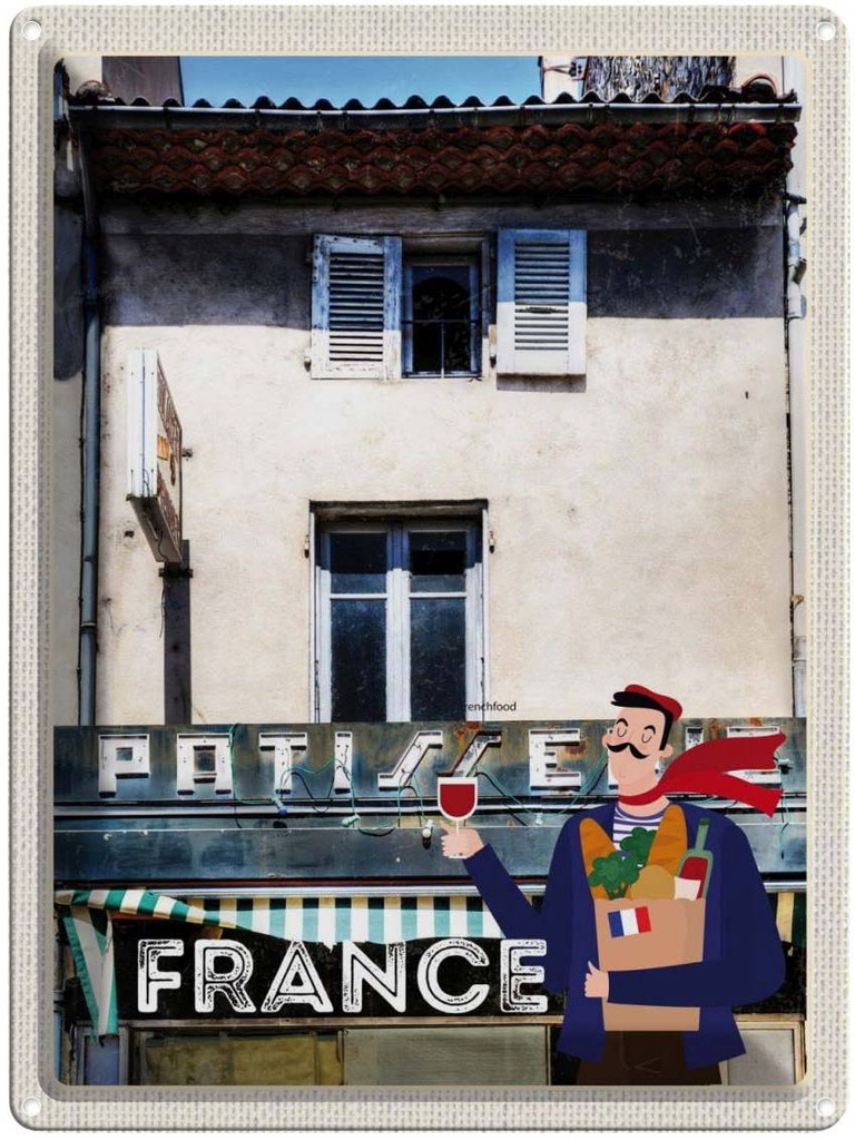 [LA-137052] Blechschild 40x30 cm Frankreich Architektur Restaurant Deutschland