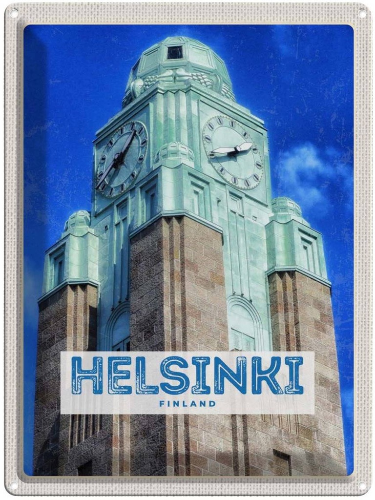 [LA-137085] Blechschild 40x30 cm Helsinki Finnland Häuser Architektur Kirche Bildmotiv Reisemotiv Abenteuer Reisen Europa Urlaub