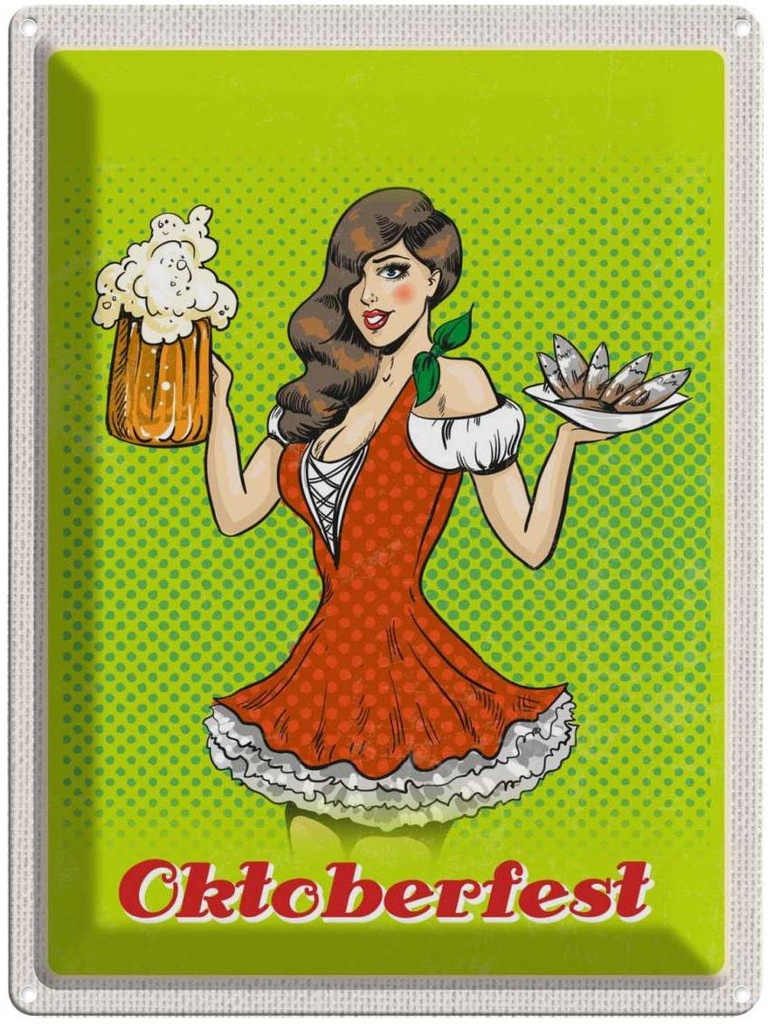 [LA-137123] Blechschild 40x30 cm München Oktoberfest Frau Dirndl Bier Deutschland Feiern Party