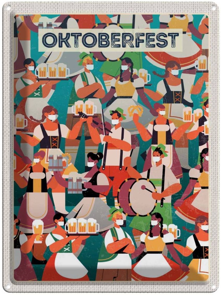 [LA-137124] Blechschild 40x30 cm München Oktoberfest Bier Trommel Deutschland Feiern Party