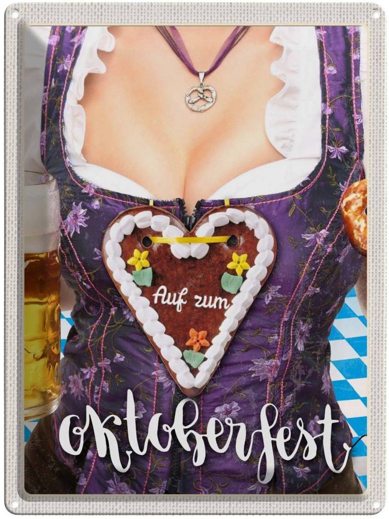 [LA-137127] Blechschild 40x30 cm Oktoberfest München Dirndl Brezel Deutschland Feiern Party