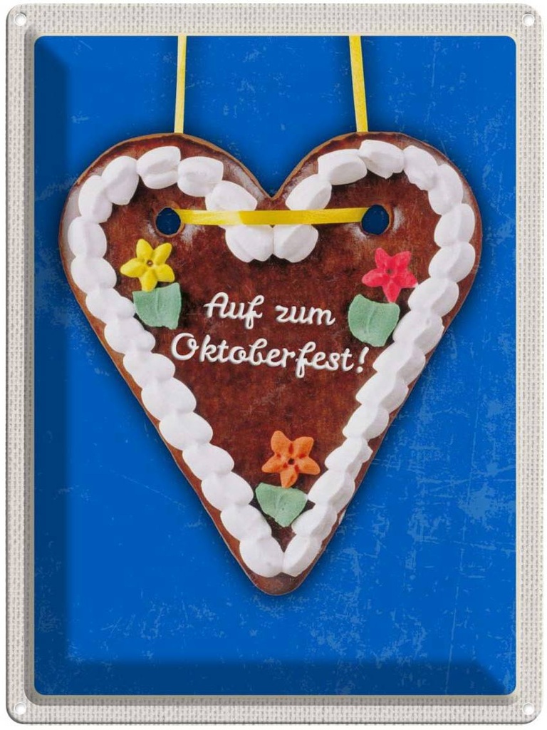 [LA-137130] Blechschild 40x30 cm München Oktoberfest Lebkuchen Herz Deutschland Feiern Party