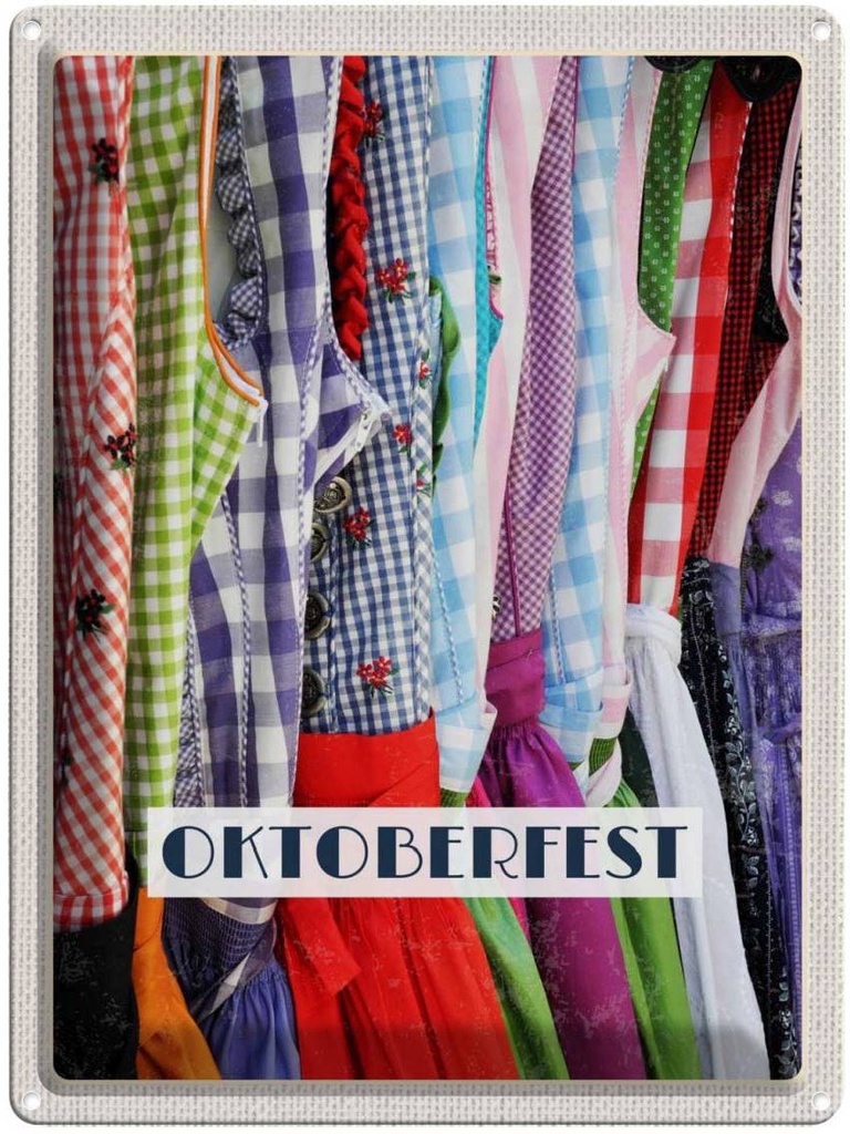 [LA-137132] Blechschild 40x30 cm München Otoberfest Dirndl rot tanzen Deutschland