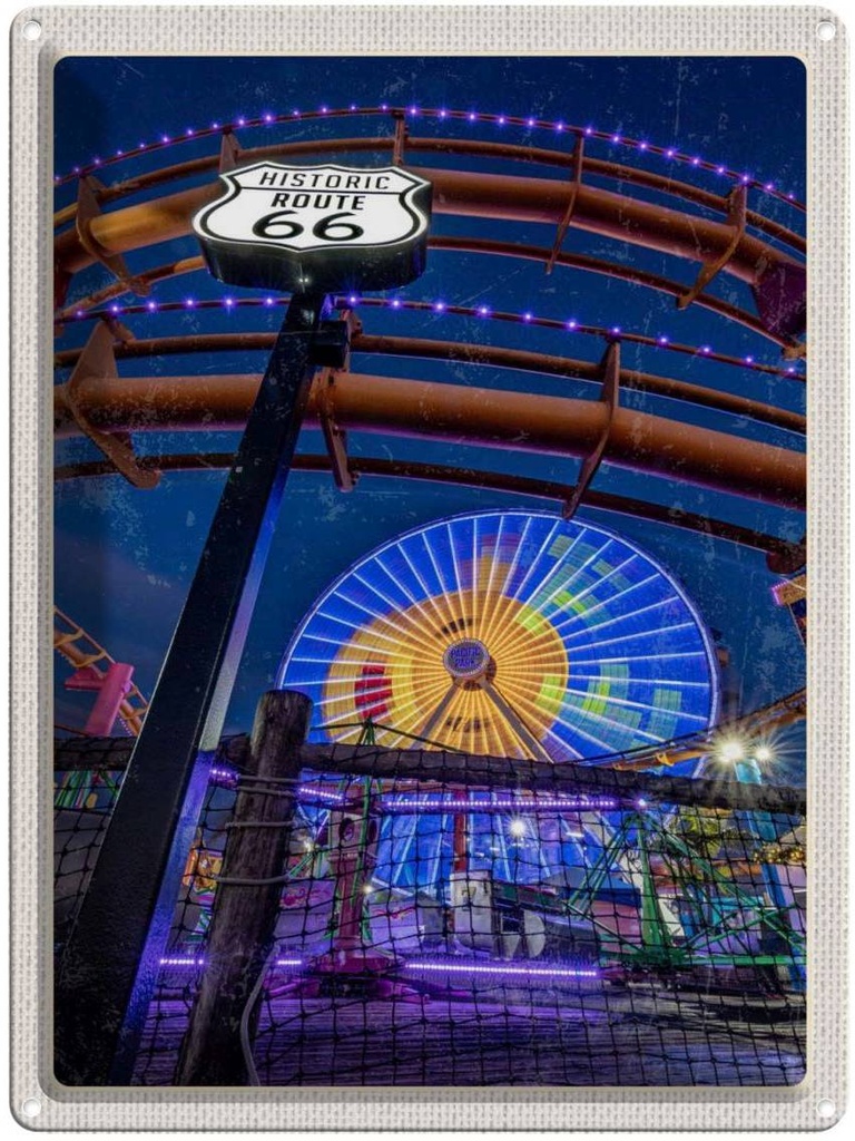 [LA-137134] Blechschild 40x30 cm USA Amerika Urlaub Historic Route 66 Park Bildmotiv Reisemotiv Abenteuer Reisen