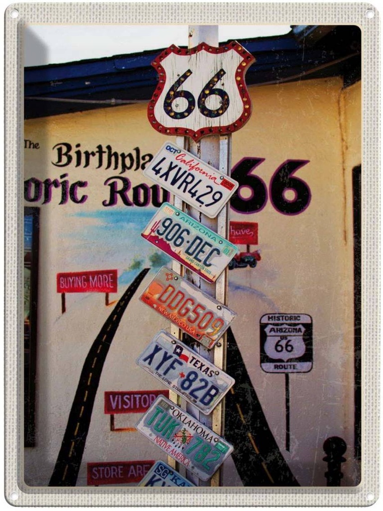 [LA-137135] Blechschild 40x30 cm USA Amerika Urlaub US Highway Route 66 Bildmotiv Reisemotiv Abenteuer Reisen