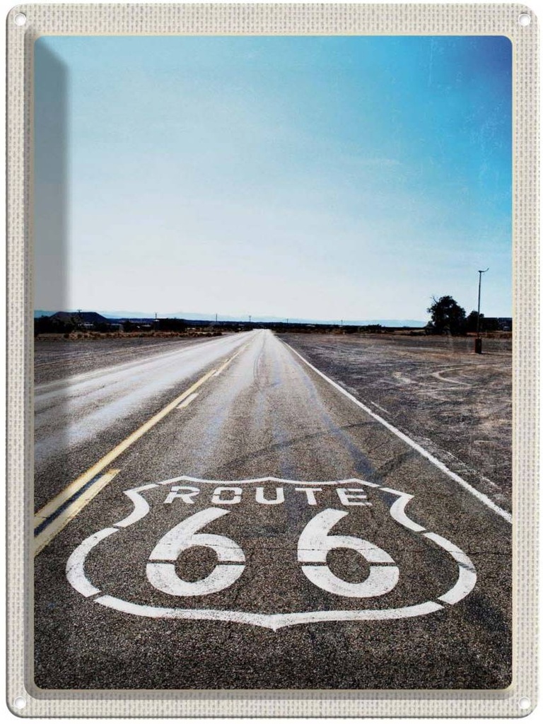 [LA-137136] Blechschild 40x30 cm USA Amerika Urlaub Straße Route 66 Chicago Bildmotiv Reisemotiv Abenteuer Reisen