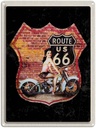 Blechschild 40x30 cm USA Amerika Reisen Urlaub Route US 66 Motorrad Frau Bildmotiv Reisemotiv Abenteuer
