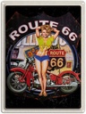 Blechschild 40x30 cm USA Amerika Reisen Urlaub Route US 66 Biker Frau Bildmotiv Reisemotiv Abenteuer