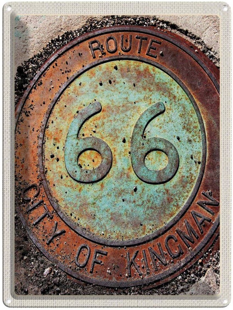 [LA-137140] Blechschild 40x30 cm USA Amerika Reisen Urlaub Route 66 City of Kingman Bildmotiv Reisemotiv Abenteuer