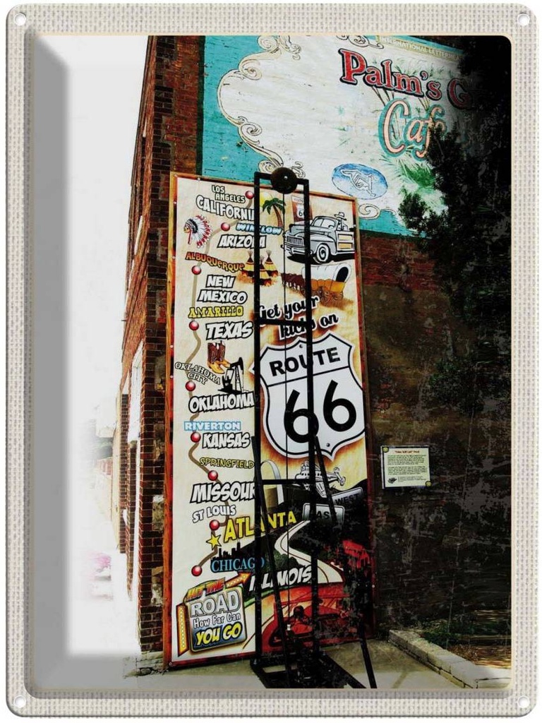 [LA-137143] Blechschild 40x30 cm USA Los Reisen Amerika Urlaub Angeles Schil Route 66 US Bildmotiv Reisemotiv Abenteuer