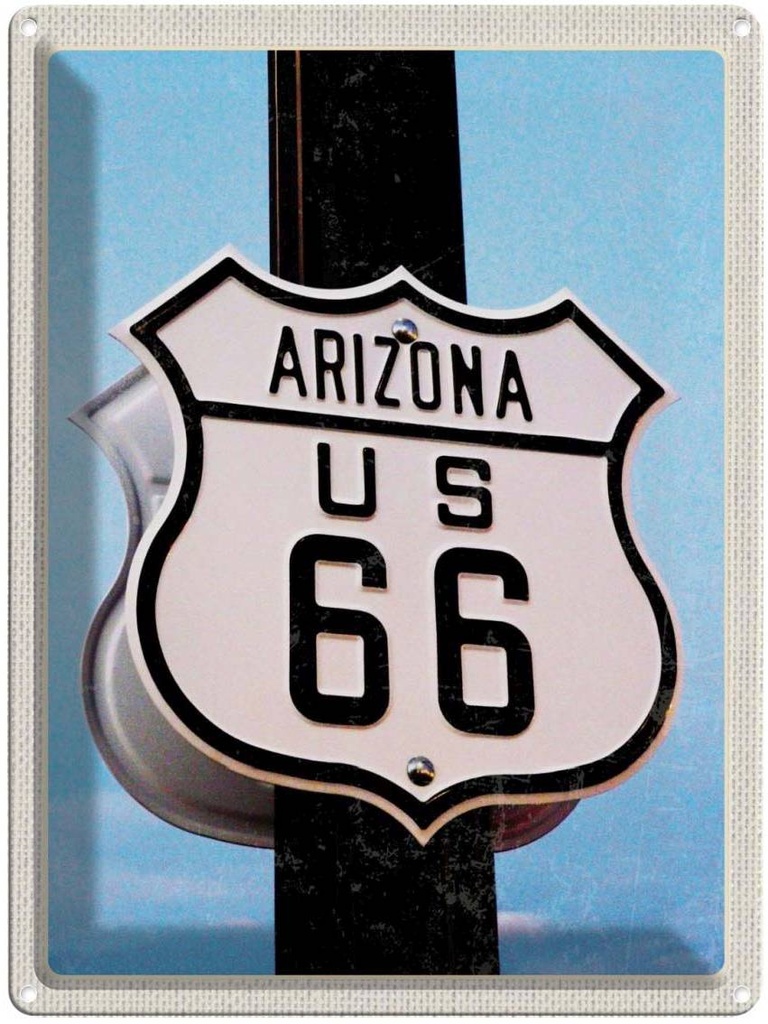 [LA-137150] Blechschild 40x30 cm Amerika USA Urlaub Route 66 Arizona Straße Bildmotiv Reisemotiv Abenteuer Reisen