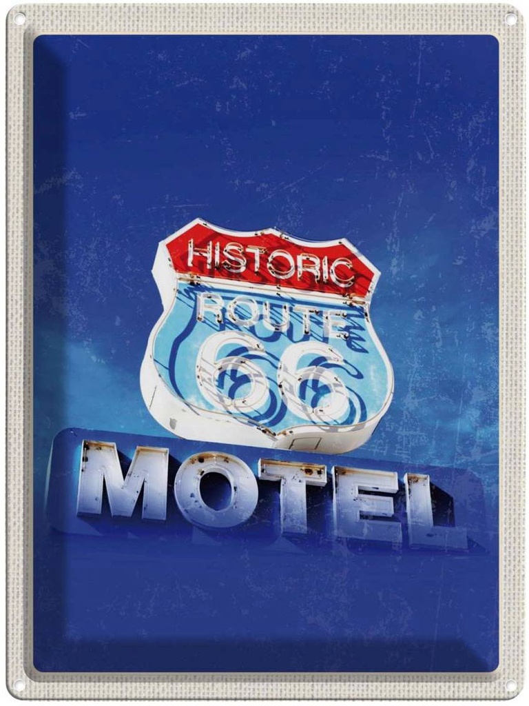 [LA-137153] Blechschild 40x30 cm Amerika USA Urlaub Route 66 Historic Motel Bildmotiv Reisemotiv Abenteuer Reisen