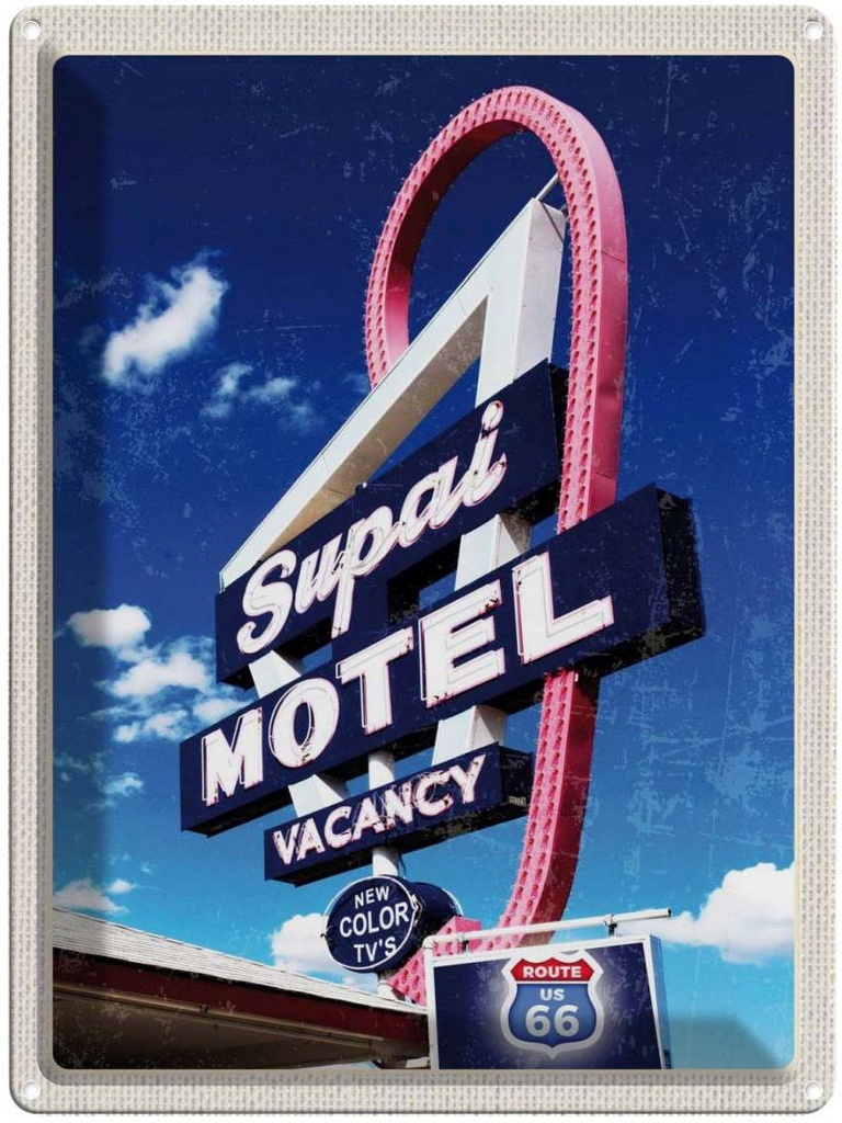 [LA-137154] Blechschild 40x30 cm Amerika USA Urlaub Route 66 Supai Motel Bildmotiv Reisemotiv Abenteuer Reisen
