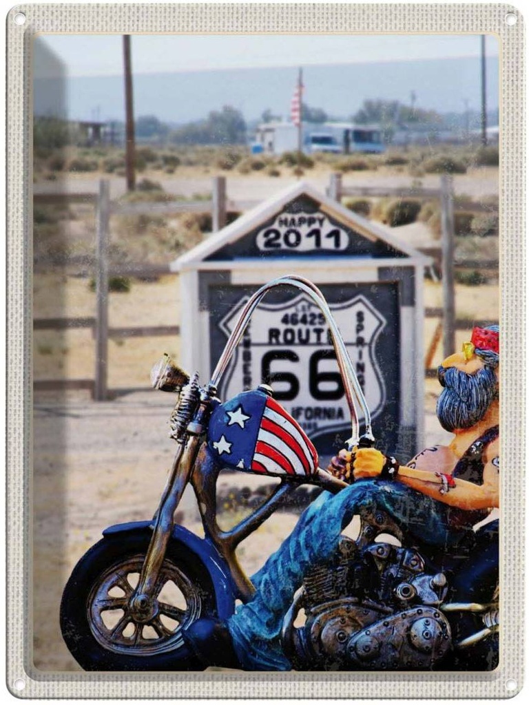[LA-137157] Blechschild 40x30 cm Amerika Route 66 Biker California Bildmotiv Reisemotiv Abenteuer Reisen Urlaub