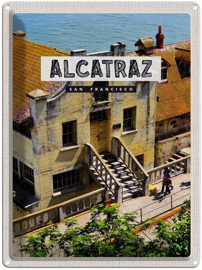 [LA-137161] Blechschild 40x30 cm Alcatraz San Urlaub Fancisco Meer Bildmotiv Reisemotiv Abenteuer Reisen Amerika USA