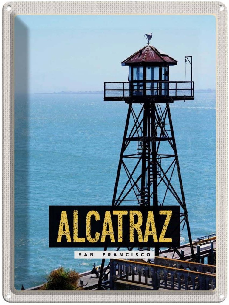 [LA-137162] Blechschild 40x30 cm San Francisco USA Urlaub Alcatraz Meer Turm Bildmotiv Reisemotiv Abenteuer Reisen Amerika
