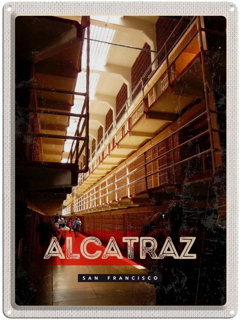[LA-137165] Blechschild 40x30 cm San Francisco Urlaub Alcatraz Gefängnis Bildmotiv Reisemotiv Abenteuer Reisen Amerika USA
