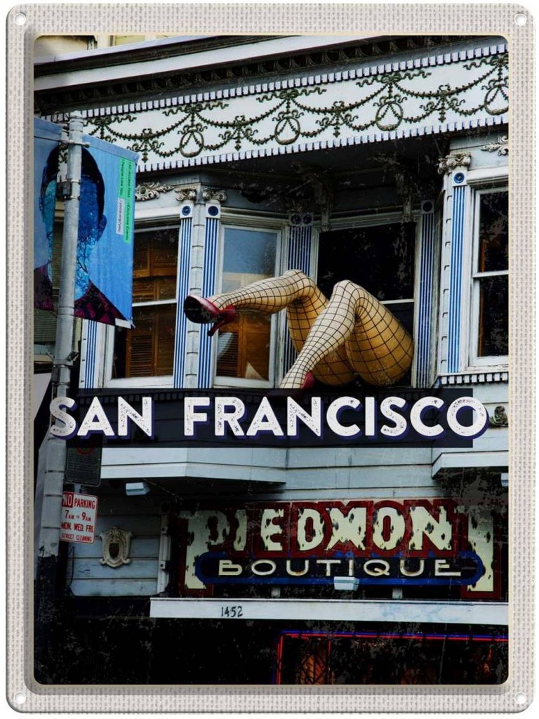 [LA-137166] Blechschild 40x30 cm San Francisco Urlaub Piedmon Boutique Bildmotiv Reisemotiv Abenteuer Reisen Amerika USA