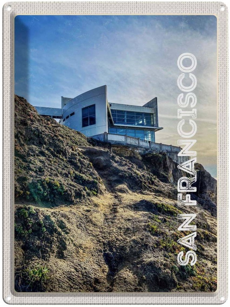 [LA-137175] Blechschild 40x30 cm San Francisco USA Urlaub Gebäude Gebirge Aussicht Bildmotiv Reisemotiv Abenteuer Reisen Amerika