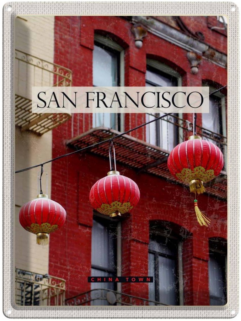 [LA-137184] Blechschild 40x30 cm San Fransico Amerika USA Urlaub rot China Town Bildmotiv Reisemotiv Abenteuer Reisen