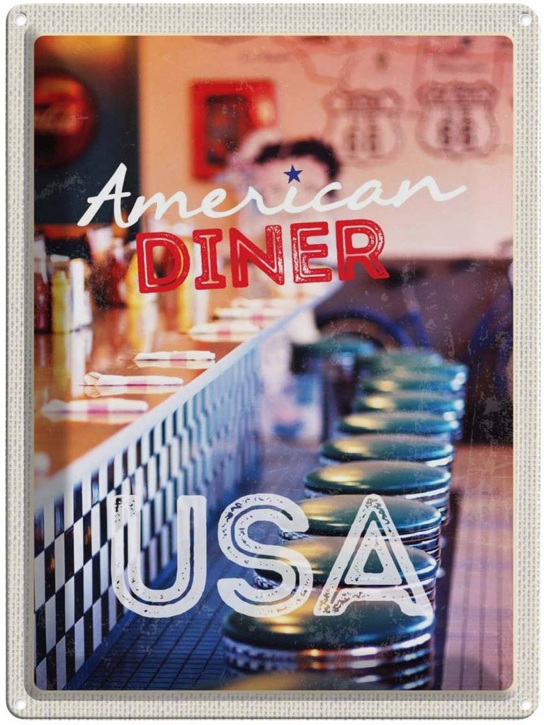 [LA-137239] Blechschild 40x30 cm Amerika USA Urlaub Diner Restaurant Bildmotiv Reisemotiv Abenteuer Reisen
